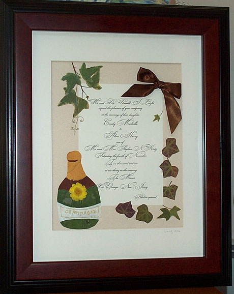 Framed wedding invitation compliments of Pressedflora.com