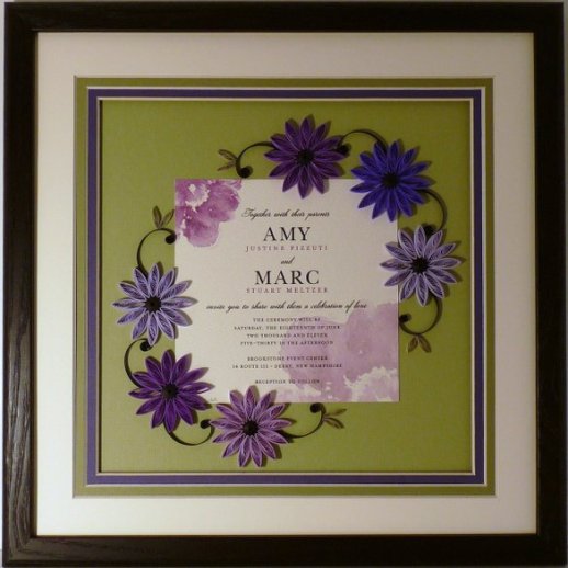 Sandra J. White creates speciatly quilled invitation frames in her home in New Hampshire. 